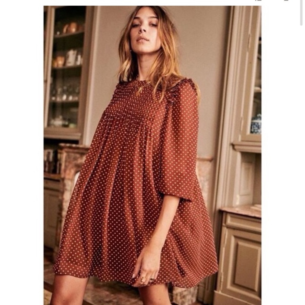 Sezane Eve polka dot pleated dress
